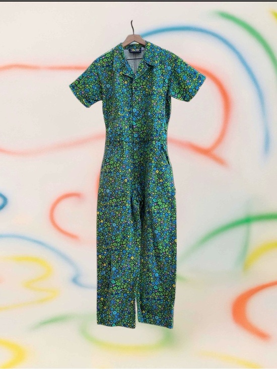 Big Bud Press Pants - Big Bud Press Moss Blossom Short Sleeve Jumpsuit Size M